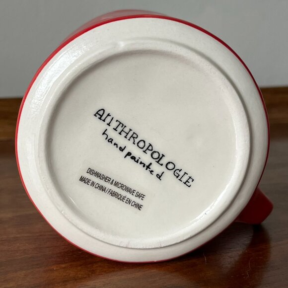 Anthropologie Colorway Monogram Mug Letter "J" Red Hand-Painted Coffee Cup Artsy - Picture 6 of 9